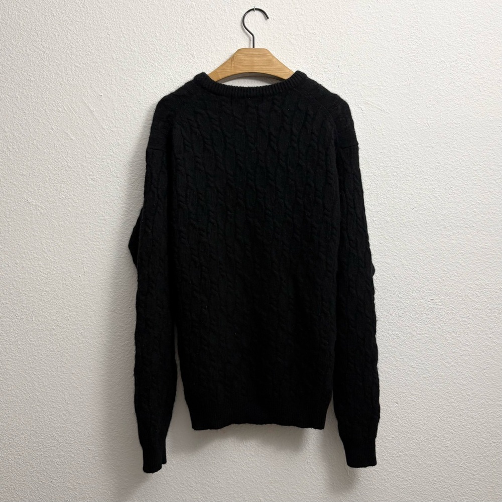 100% Cashmere Black Cable Knit Sweater Embassy Row size Large